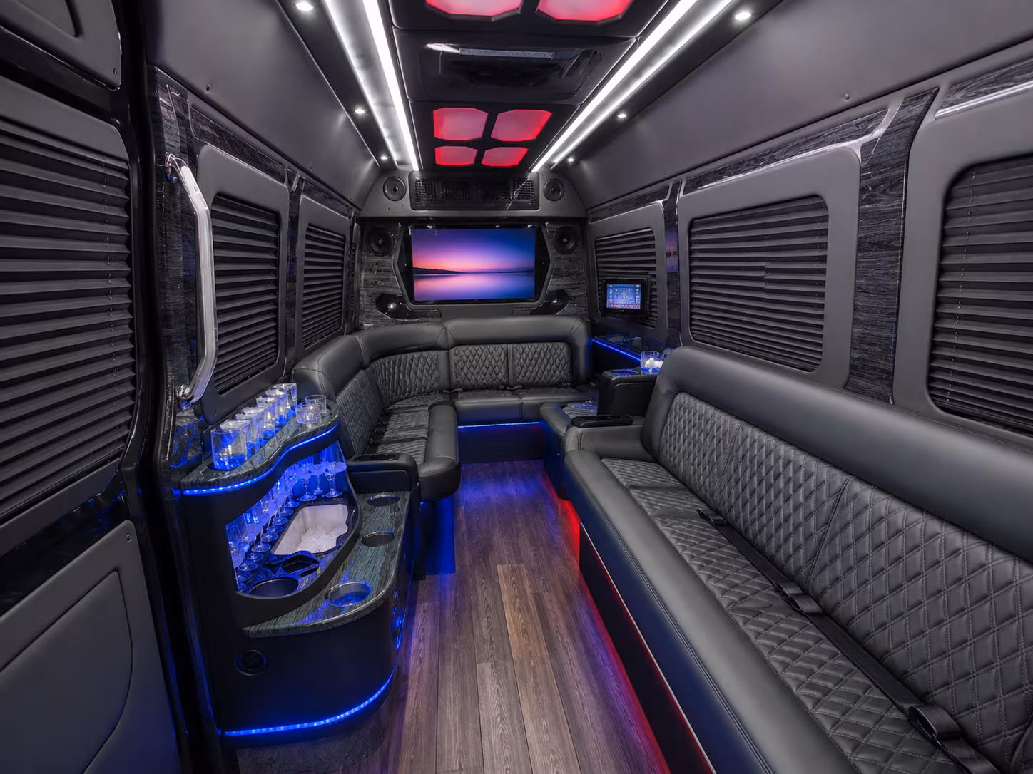 newport news 30 passenger party bus inside